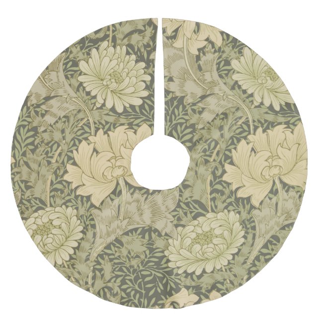 William Morris Chrysanthemum Sage Blume Polyester Weihnachtsbaumdecke (Vorderseite)