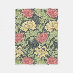 William Morris Chrysanthemum Vintage Blumenart Fleecedecke