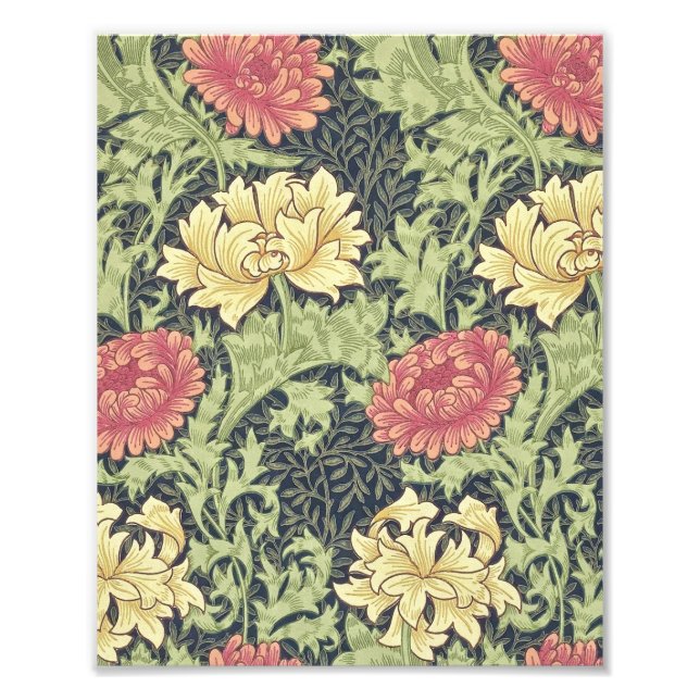 William Morris Chrysanthemum Vintage Blumenart Fotodruck (Vorne)