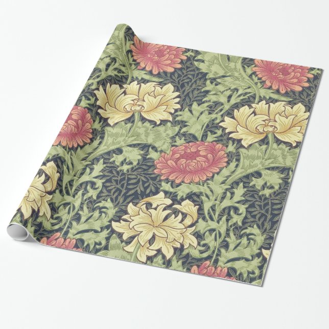 William Morris Chrysanthemum Vintage Blumenart Geschenkpapier (Ungerollt)