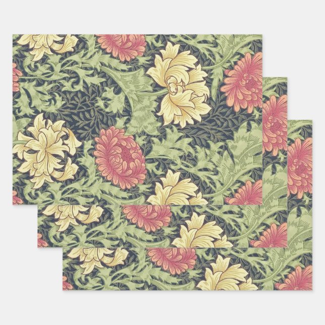 William Morris Chrysanthemum Vintage Blumenart Geschenkpapier Set (Set)