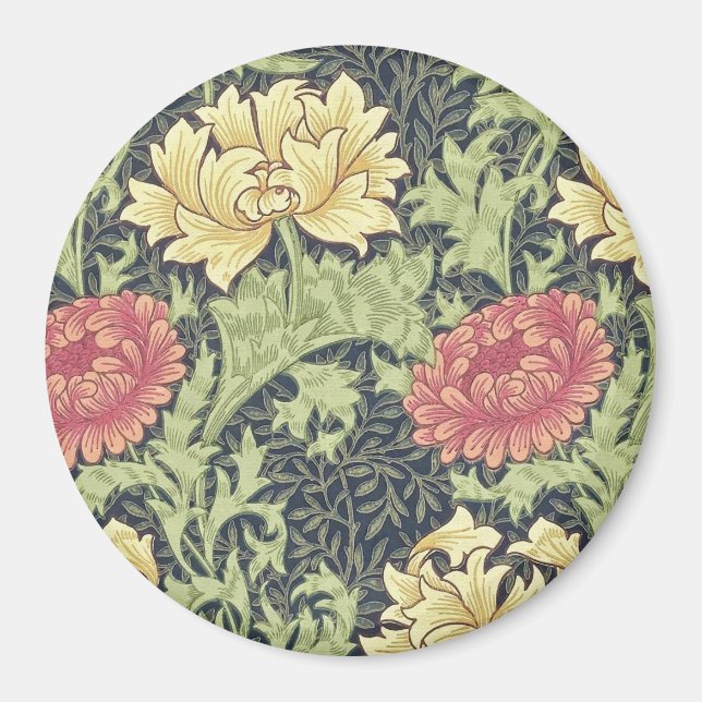 William Morris Chrysanthemum Vintage Blumenart Magnet (Vorne)