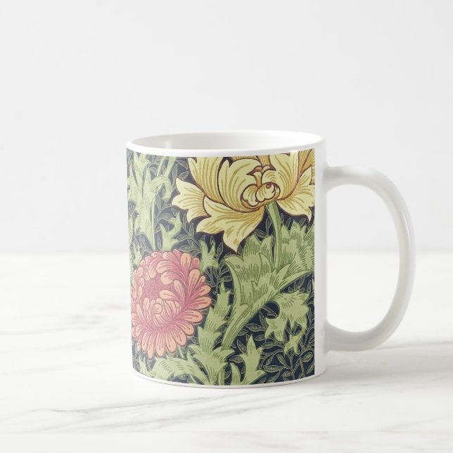 William Morris Chrysanthemum Vintage Blumenart Tasse (Rechts)