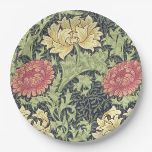 William Morris Chrysanthemum Vintage Floral Art Pappteller