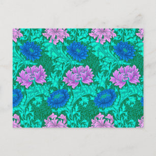 William Morris Chrysanthemums, Aqua und Violet Postkarte