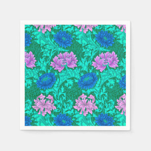 William Morris Chrysanthemums, Aqua und Violet Serviette