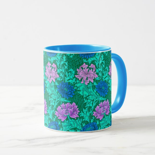William Morris Chrysanthemums, Aqua und Violet Tasse (VorderseiteRechts)