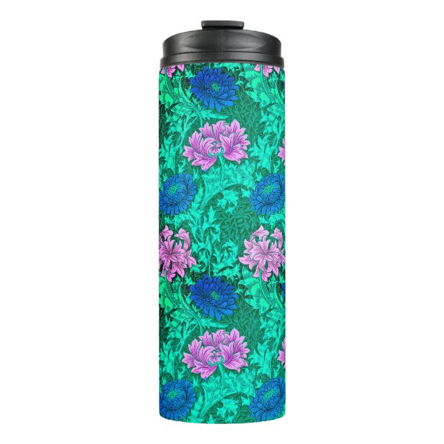 William Morris Chrysanthemums, Aqua und Violet Thermosbecher (Vorderseite)