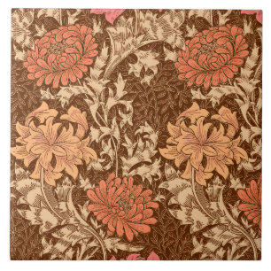 William Morris Chrysanthemums, Brown und Rust Fliese