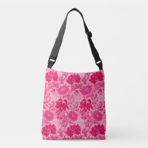 William Morris Chrysanthemums, Fuchsia Pink Tragetaschen Mit Langen Trägern