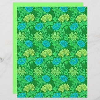 William Morris Chrysanthemums, Lime Green & Aqua
