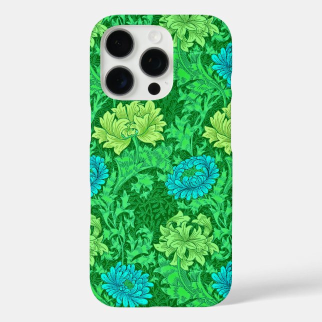 William Morris Chrysanthemums, Lime Green & Aqua Case-Mate iPhone Hülle (Rückseite)