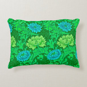 William Morris Chrysanthemums, Lime Green & Aqua Zierkissen