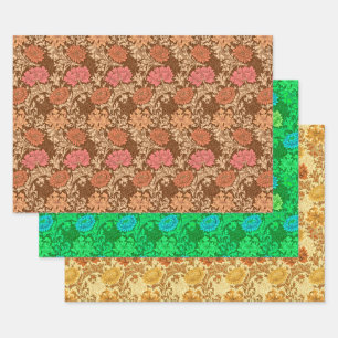 William Morris Chrysanthemums, Rust, Green & Gold  Geschenkpapier Set