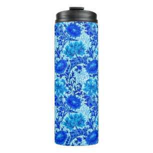 William Morris Chrysanthemums Shades of Denim Blue Thermosbecher