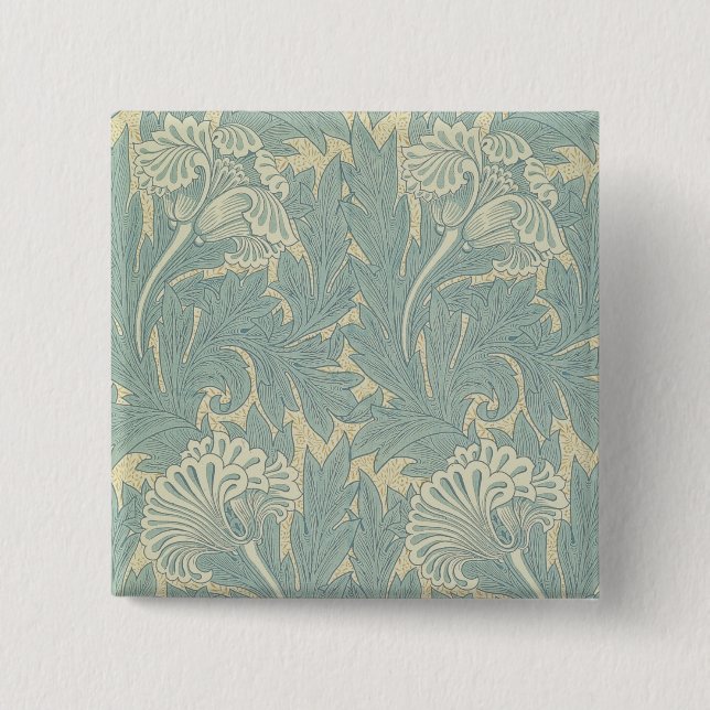 William Morris Classic Tulip Blue Floral Button (Vorderseite)