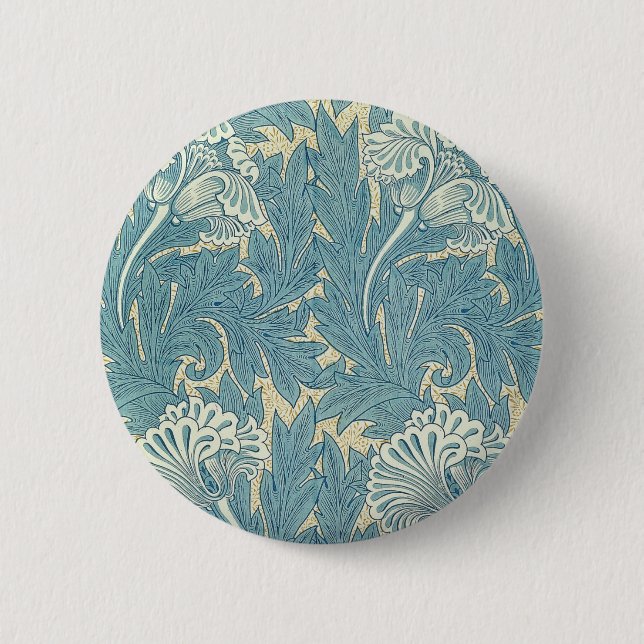 William Morris Classic Tulip Blue Floral Button (Vorderseite)