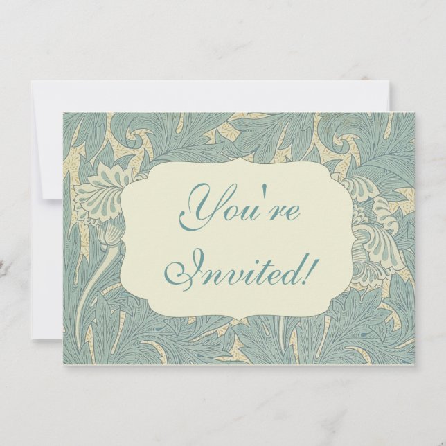 William Morris Classic Tulip Blue Floral Einladung (Vorderseite)