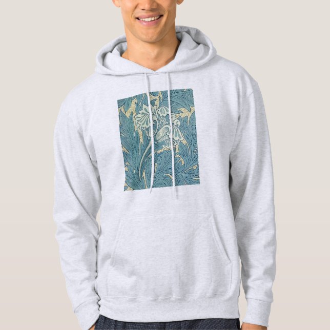 William Morris Classic Tulip Blue Floral Hoodie (Vorderseite)