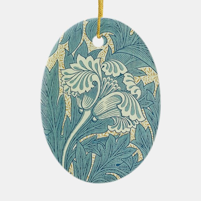 William Morris Classic Tulip Blue Floral Keramikornament (Vorne)