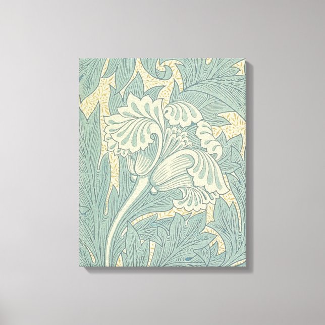 William Morris Classic Tulip Blue Floral Leinwanddruck (Vorderseite)