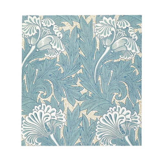 William Morris Classic Tulip Blue Floral Notizblock (Vorderseite)