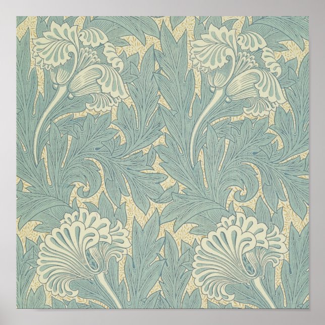 William Morris Classic Tulip Blue Floral Poster (Vorne)