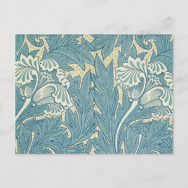 William Morris Classic Tulip Blue Floral Postkarte (Vorderseite)