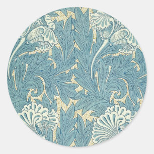 William Morris Classic Tulip Blue Floral Runder Aufkleber