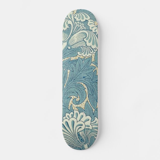 William Morris Classic Tulip Blue Floral Skateboard (Vorderseite)