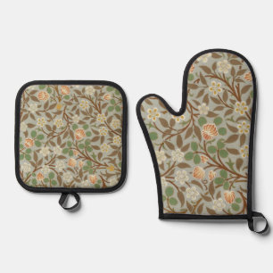 William Morris Clover Botanische Blume Ofenhandschuh & Topflappen-Set