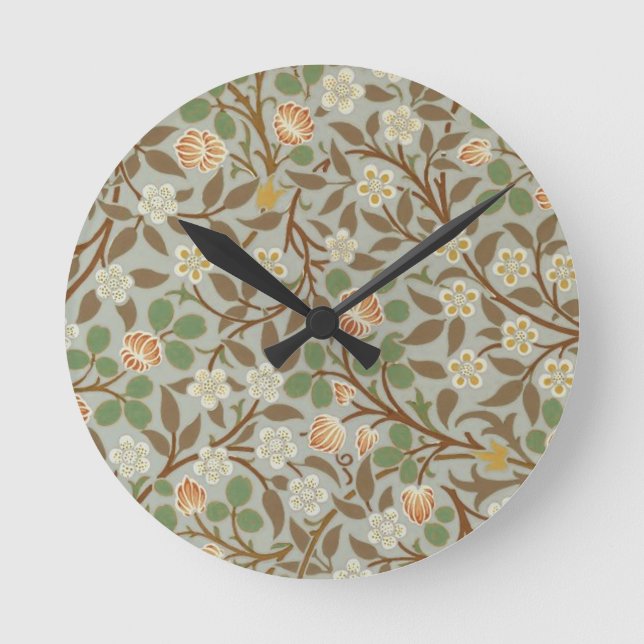 William Morris Clover Botanische Blume Runde Wanduhr (Vorderseite)