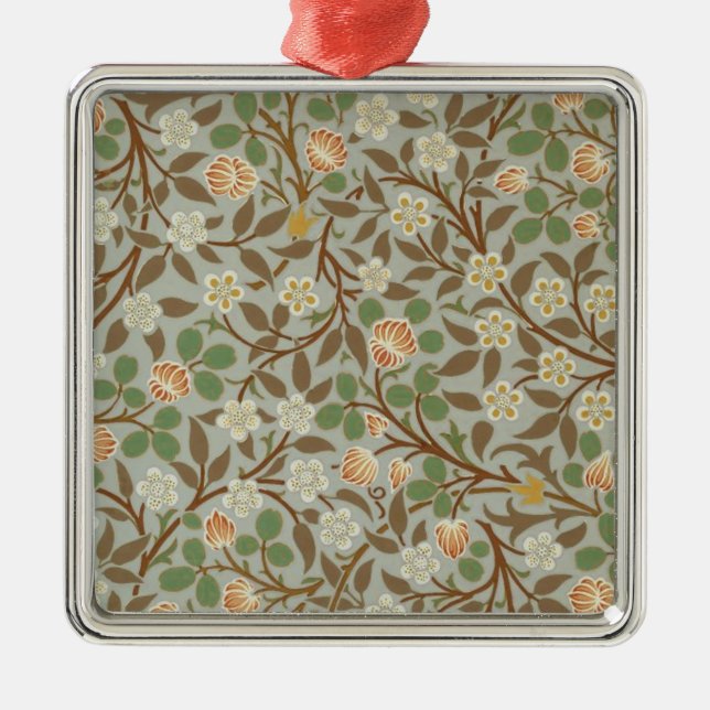 William Morris Clover Botanische Blume Silbernes Ornament (Vorne)