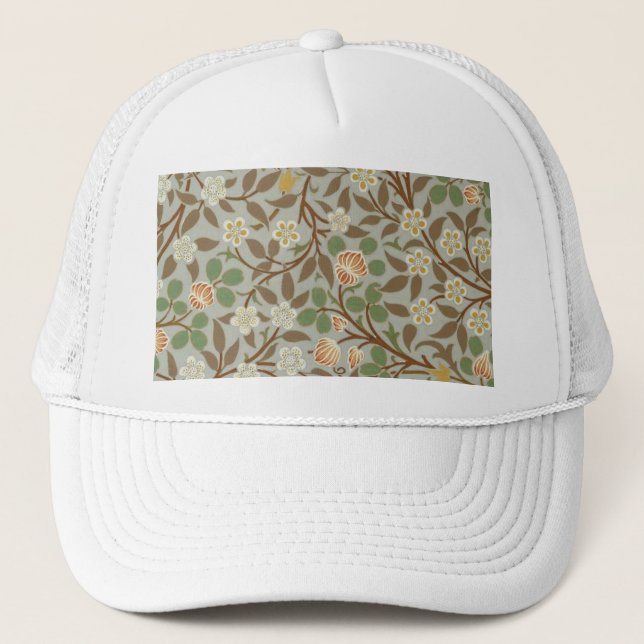 William Morris Clover Botanische Blume Truckerkappe (Vorderseite)