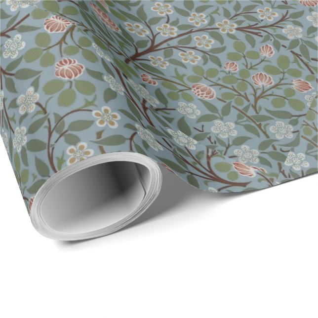 William Morris Clover Floral Blume Green Pink Geschenkpapier (Rolleneckpunkt)