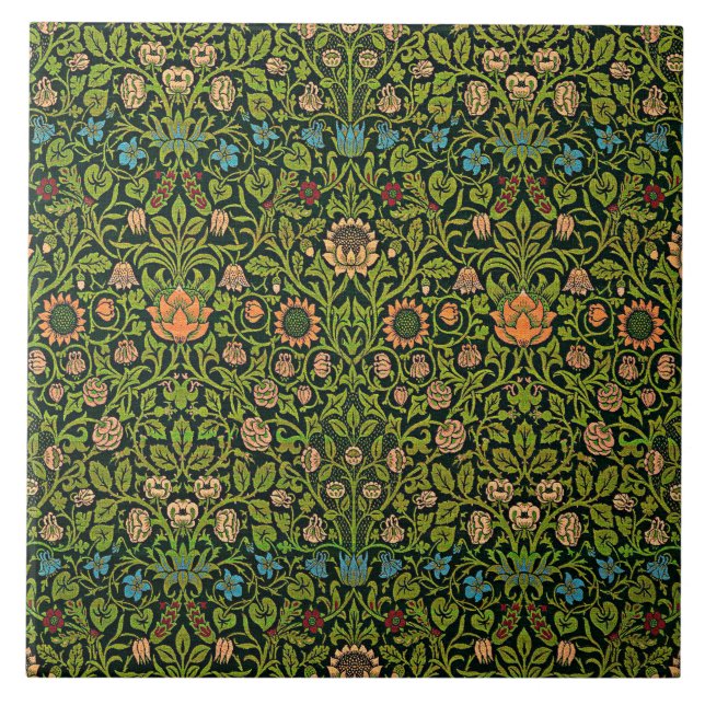 William Morris - Columbine, dark green, Case-Mate Fliese (Vorderseite)