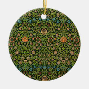 William Morris - Columbine, dunkelgrün, Keramik Ornament