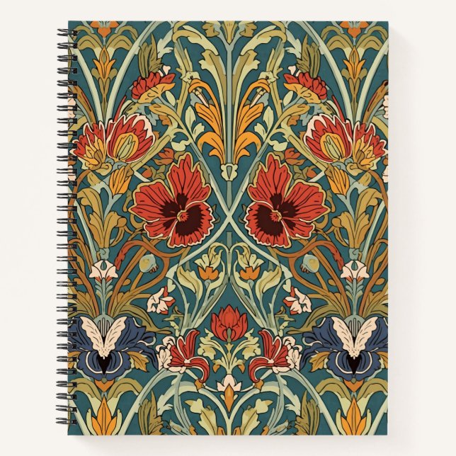 William Morris Compton Floral Art Nouveau Muster Notizbuch (Vorderseite)