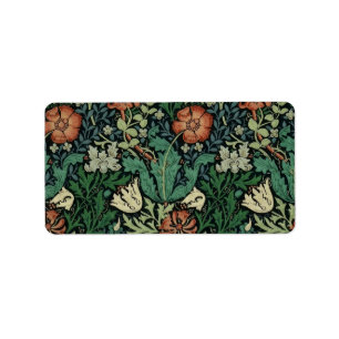 William Morris Compton Floral Art Nouveau Pattern Adressaufkleber