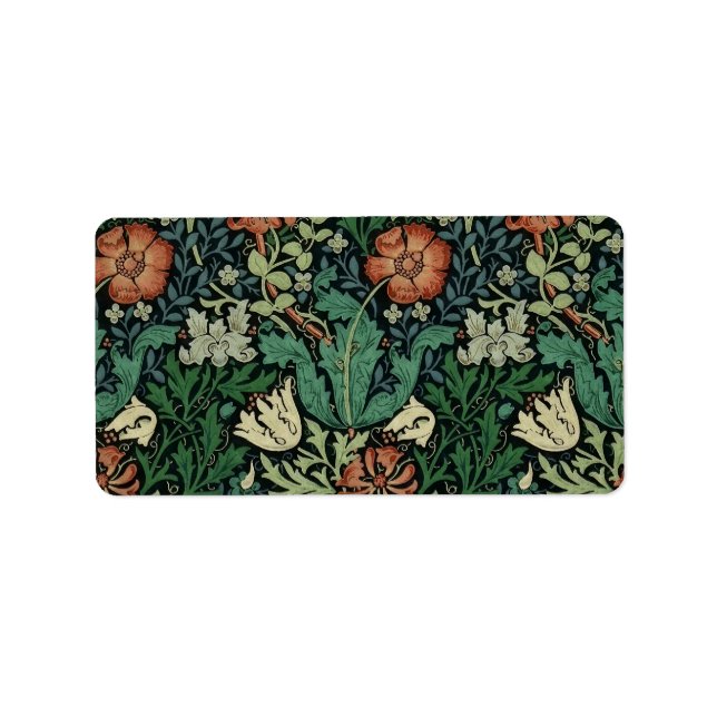 William Morris Compton Floral Art Nouveau Pattern Adressaufkleber (Vorne)