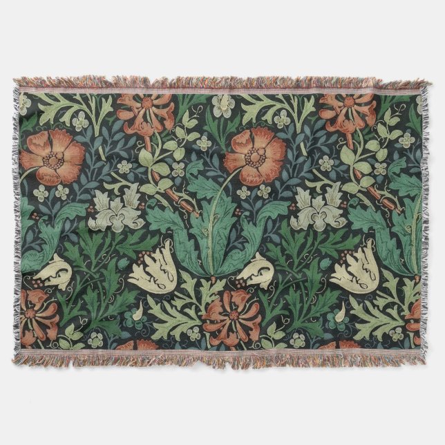 William Morris Compton Floral Art Nouveau Pattern Decke (Vorderseite)