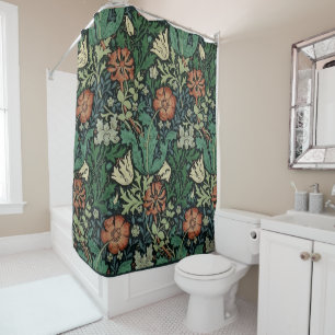 William Morris Compton Floral Art Nouveau Pattern Duschvorhang
