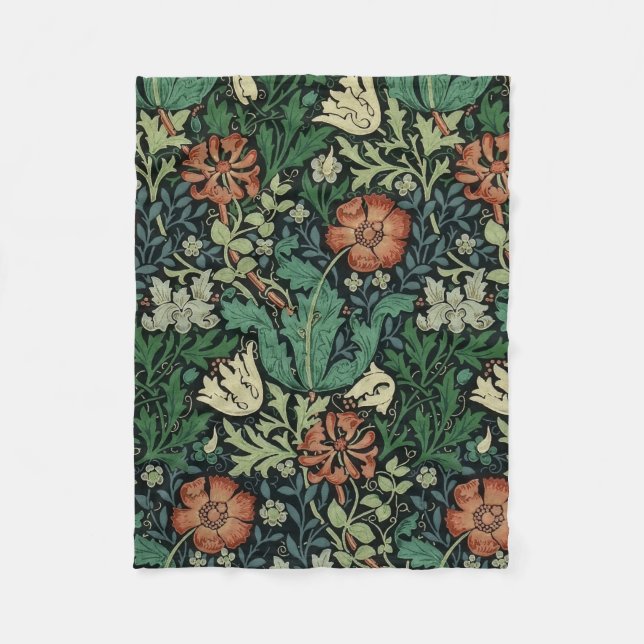 William Morris Compton Floral Art Nouveau Pattern Fleecedecke (Vorderseite)