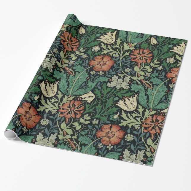 William Morris Compton Floral Art Nouveau Pattern Geschenkpapier (Ungerollt)