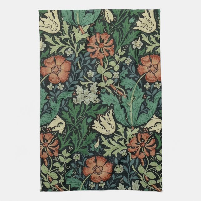 William Morris Compton Floral Art Nouveau Pattern Geschirrtuch (Vertikal)