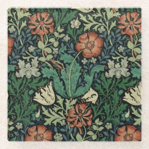 William Morris Compton Floral Art Nouveau Pattern Glasuntersetzer