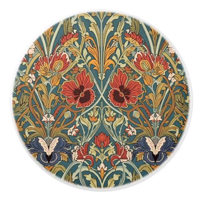 William Morris Compton Floral Art Nouveau Pattern Keramikknauf (Vorderseite)