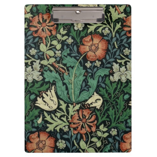 William Morris Compton Floral Art Nouveau Pattern Klemmbrett