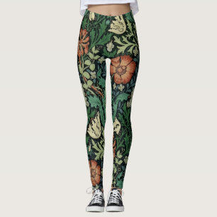 William Morris Compton Floral Art Nouveau Pattern Leggings