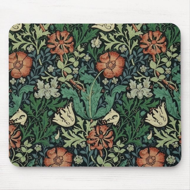 William Morris Compton Floral Art Nouveau Pattern Mousepad (Vorne)